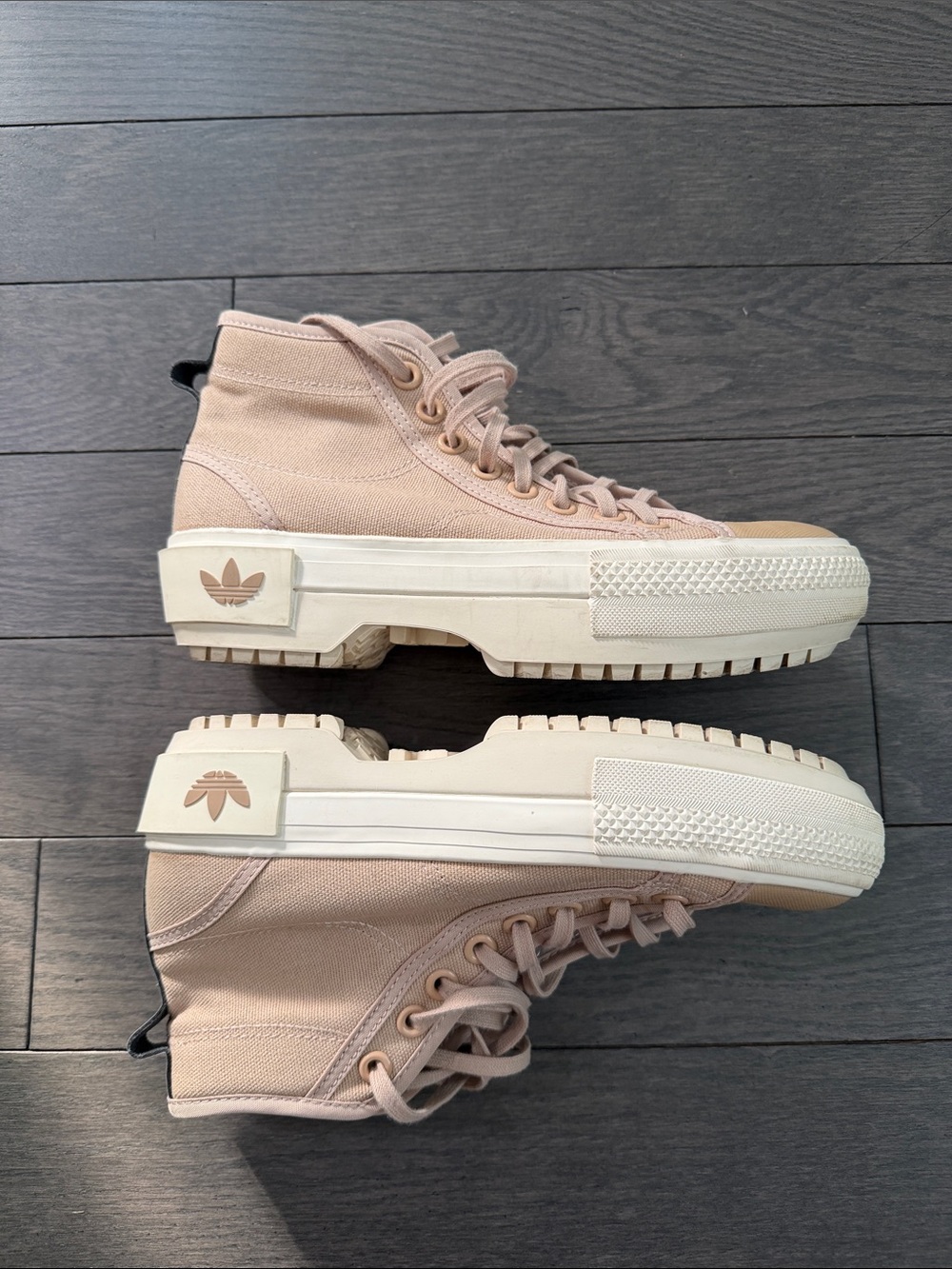 adidas High-Top Canvas Sneakers in Blush